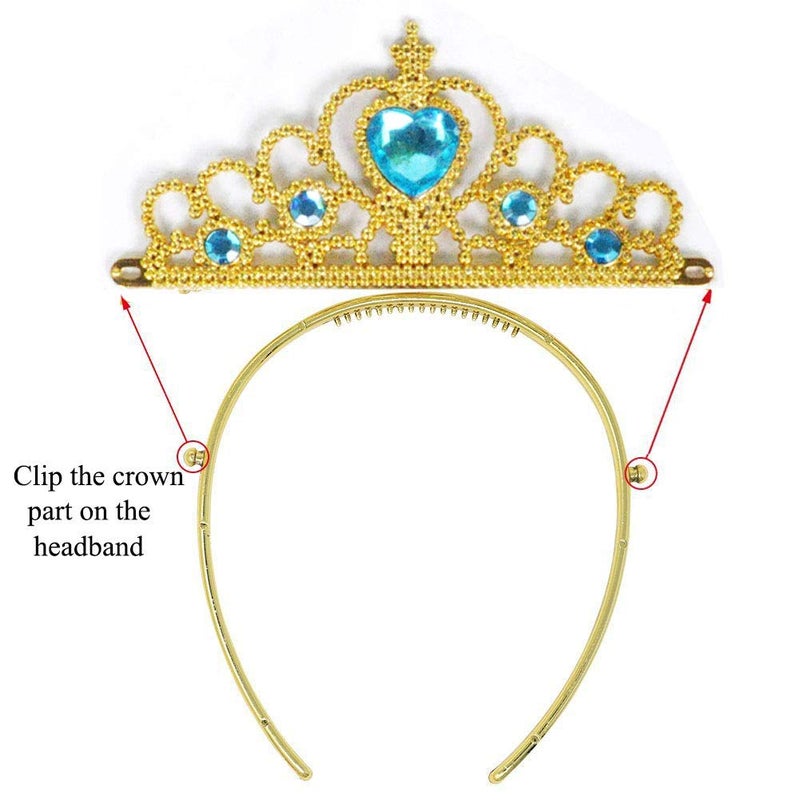 Yosbabe 6Pcs Princess Jasmine Costume Dress up Accessories for Girls Arabian Princess Jasmine Cosplay Headband Gloves Tiara Crown Necklace Wand Earrings Halloween Party Dress up for Kids - Image 5
